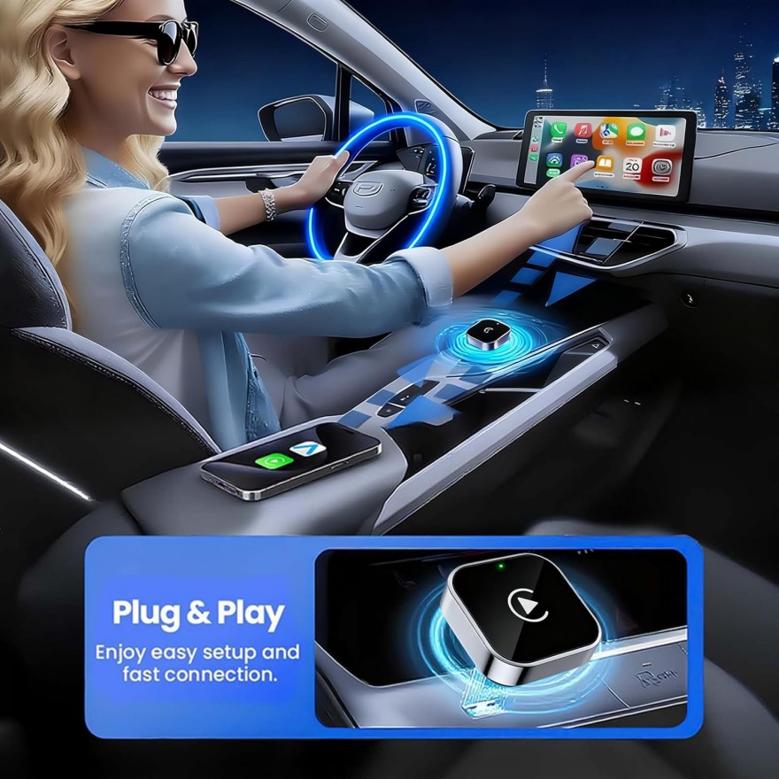 Mini USB Wireless CarPlay Adapter, Silver, (A10)
