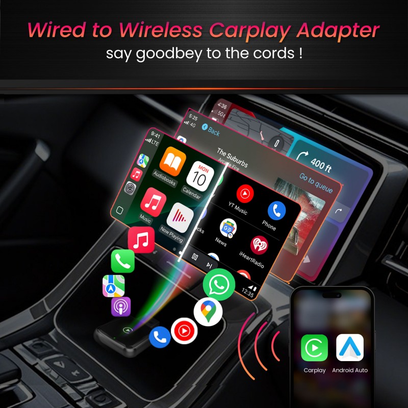 2 In1 Wireless CarPlay Adapter Android Auto USB Type-C CarPlay Wireless WiFi Adapter Plug for Car iPhone (U2)