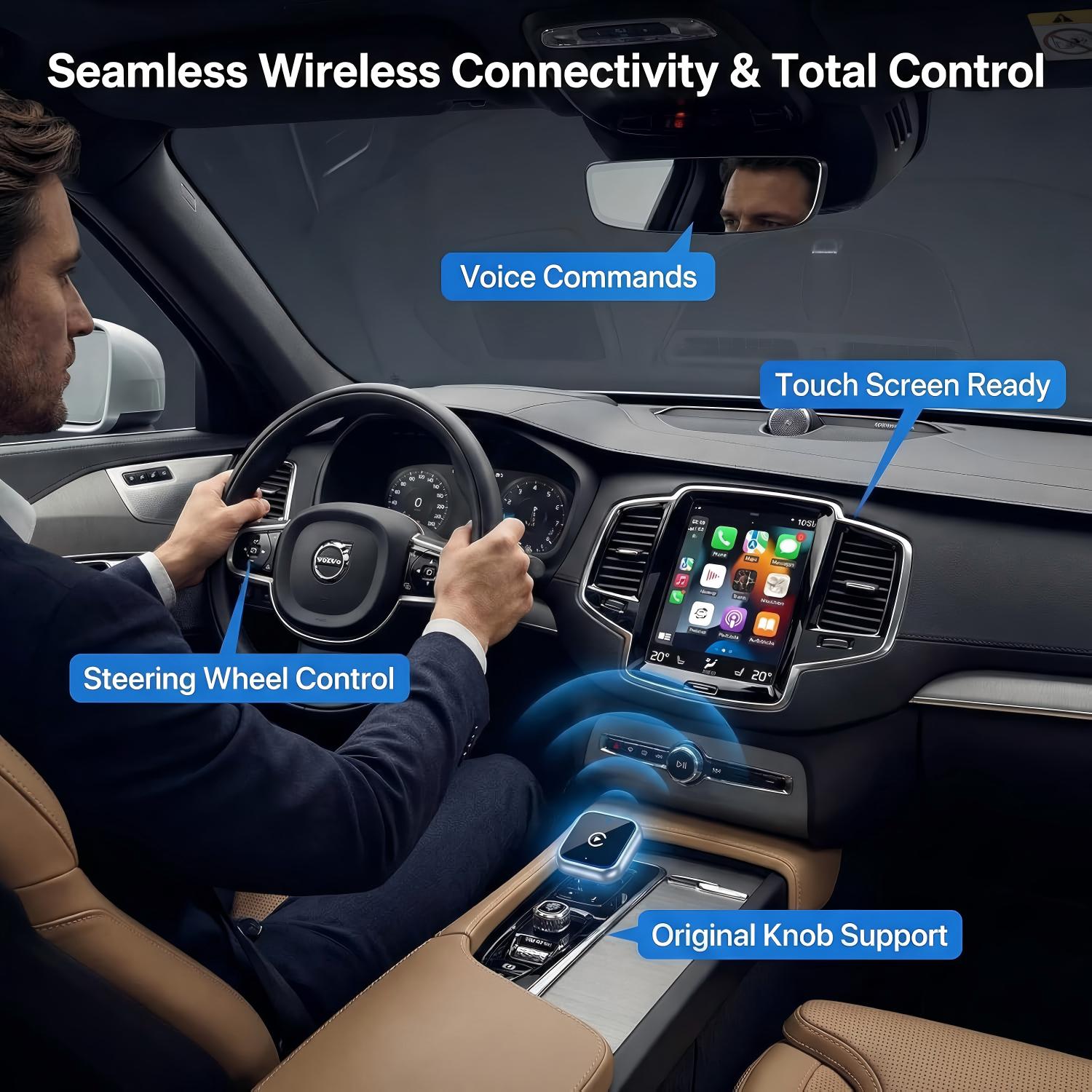 Mini Design Wired to Wireless Car Play Converter, Plug & Play Auto-Reconnect Dongle, Compatible with USB & Type-C (D2)