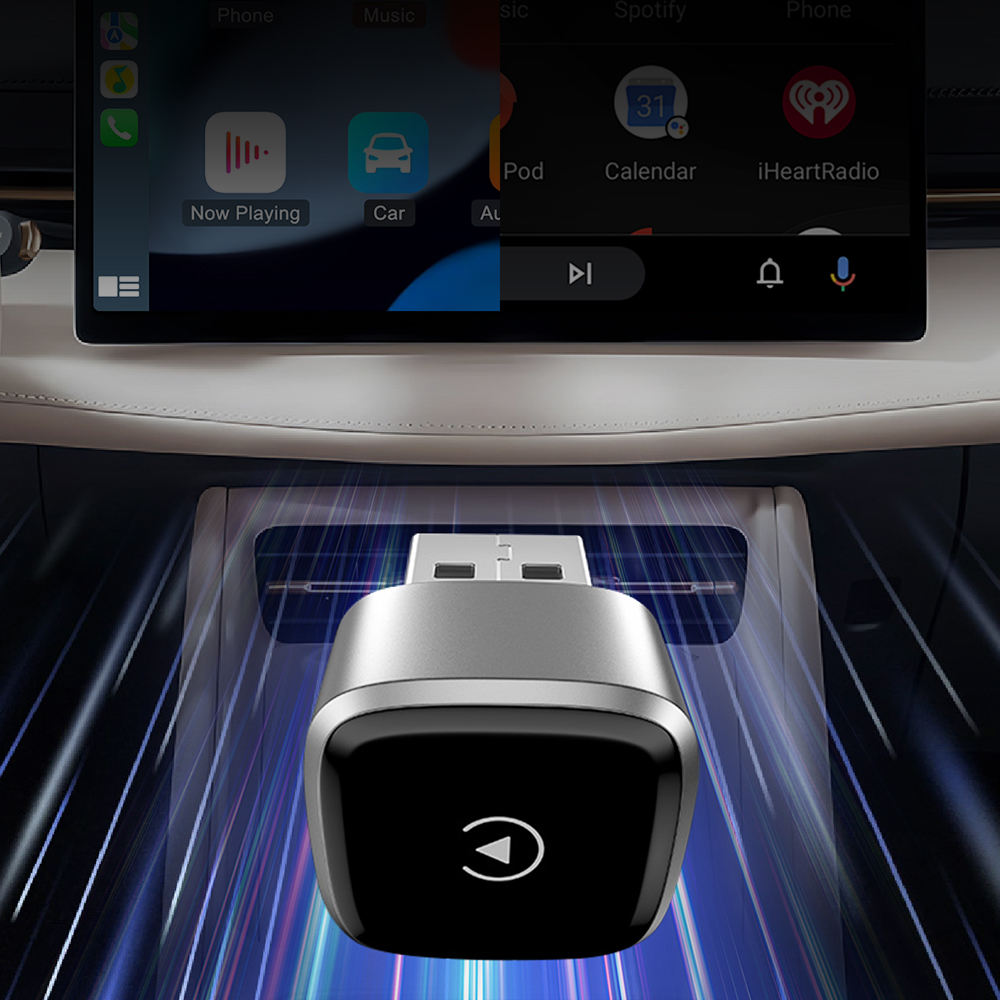 Wireless Dongle Original Wired to Wireless 2in 1 Adapter Easy Plug and Play Wireless Carplay Android Auto (A05)