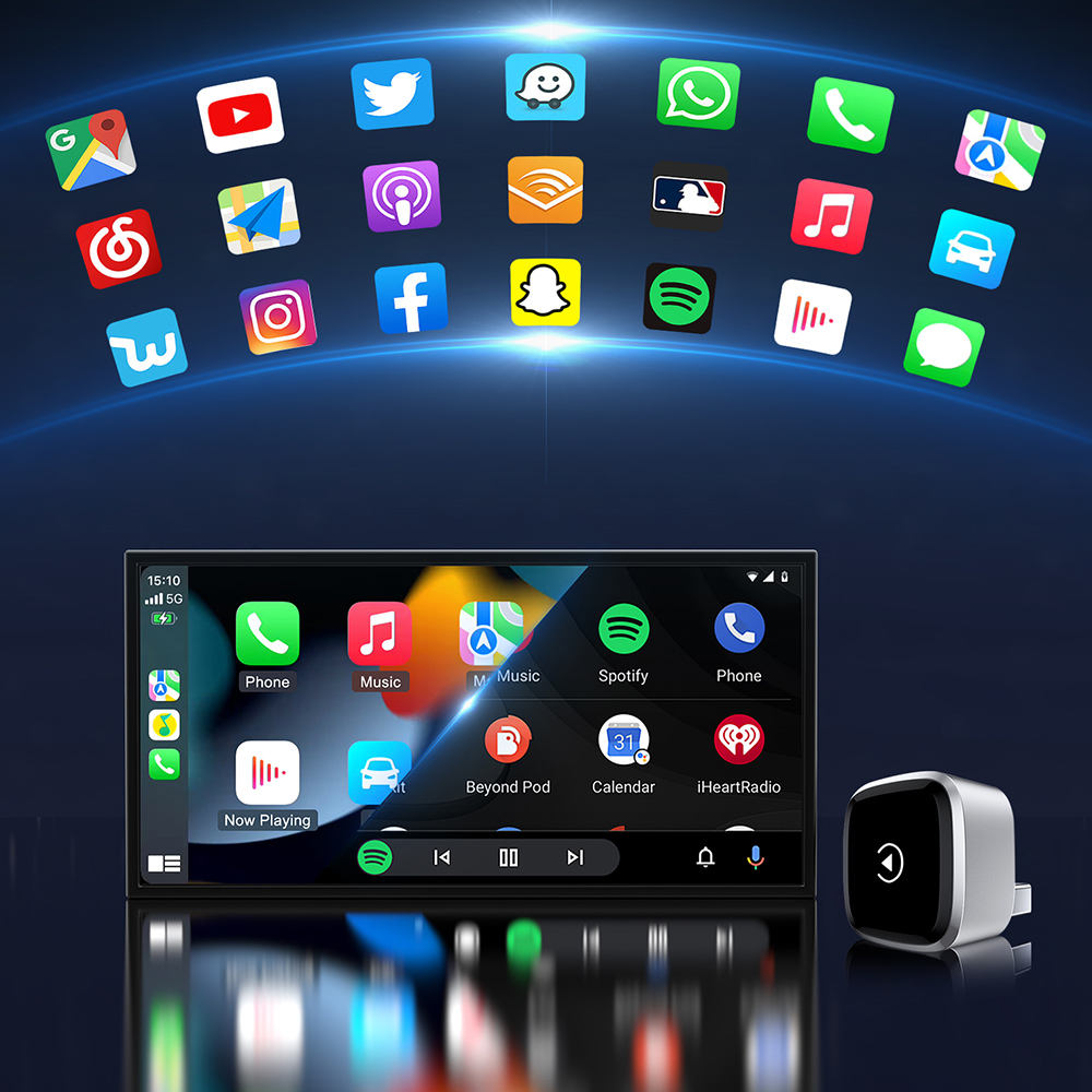 Wireless Dongle Original Wired to Wireless 2in 1 Adapter Easy Plug and Play Wireless Carplay Android Auto (A05)