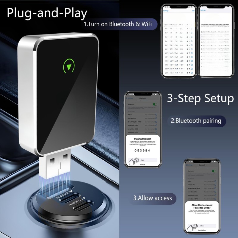 CarPlay Android Auto 2 In 1 Converter Universal Car Video Box Adapter USB Wireless Carplay Dongle (A02)