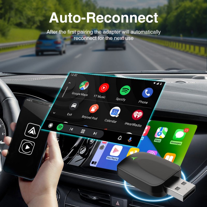 2 in 1 Wireless Carplay Adapter Car Play Dongle for Iphone apple acura Upgraded Accessories Carplay & Android Auto Receiver (A011)