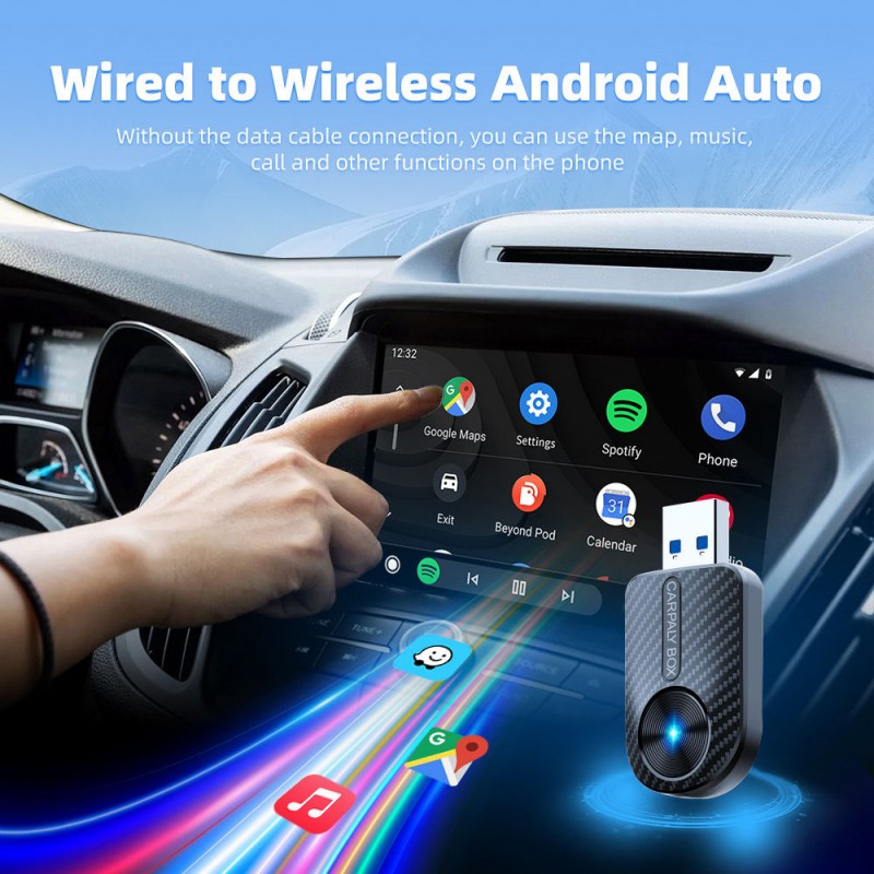 2-in-1 Mini Wireless USB Dongle Adapter with GPS Support for Android Auto & CarPlay Universal Fitment Plug&Play Upgrade (A006)