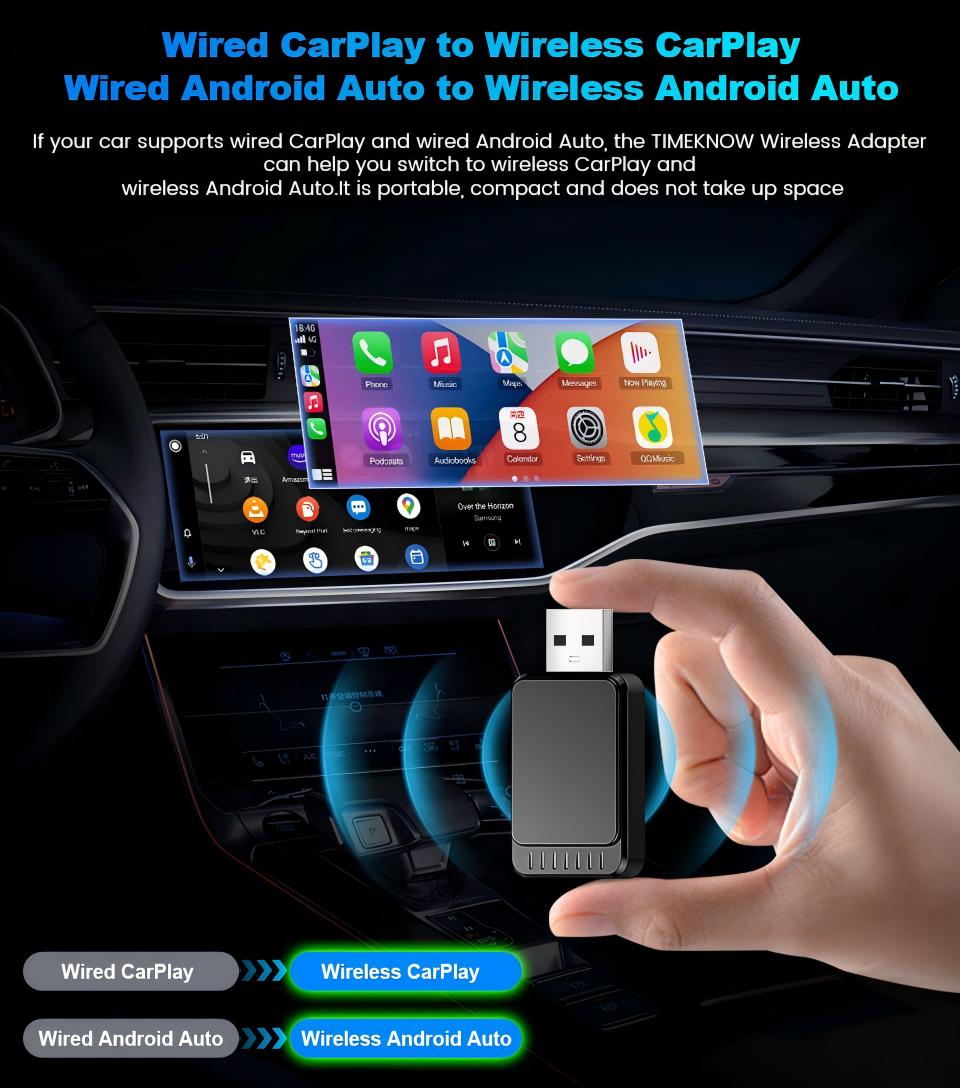 Universal Wired to Wireless CarPlay USB Adapter Dongle with IOS & Android (A007)