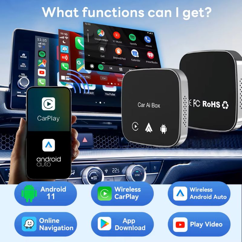 3-in-1 Android Smart Multimedia Box with Wireless CarPlay & Android Auto (A30)