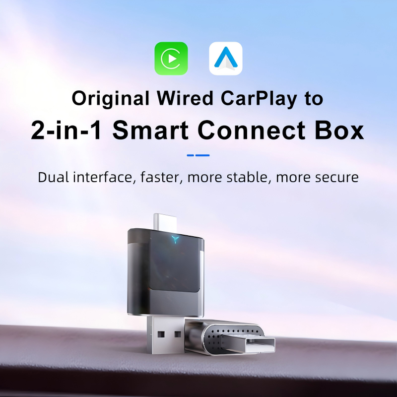 2 in 1 Auto CarPlay Wireless Dongle USB + Type-C Dual Interface Carplay Adapter & Android Auto Wireless Adapter (A022)