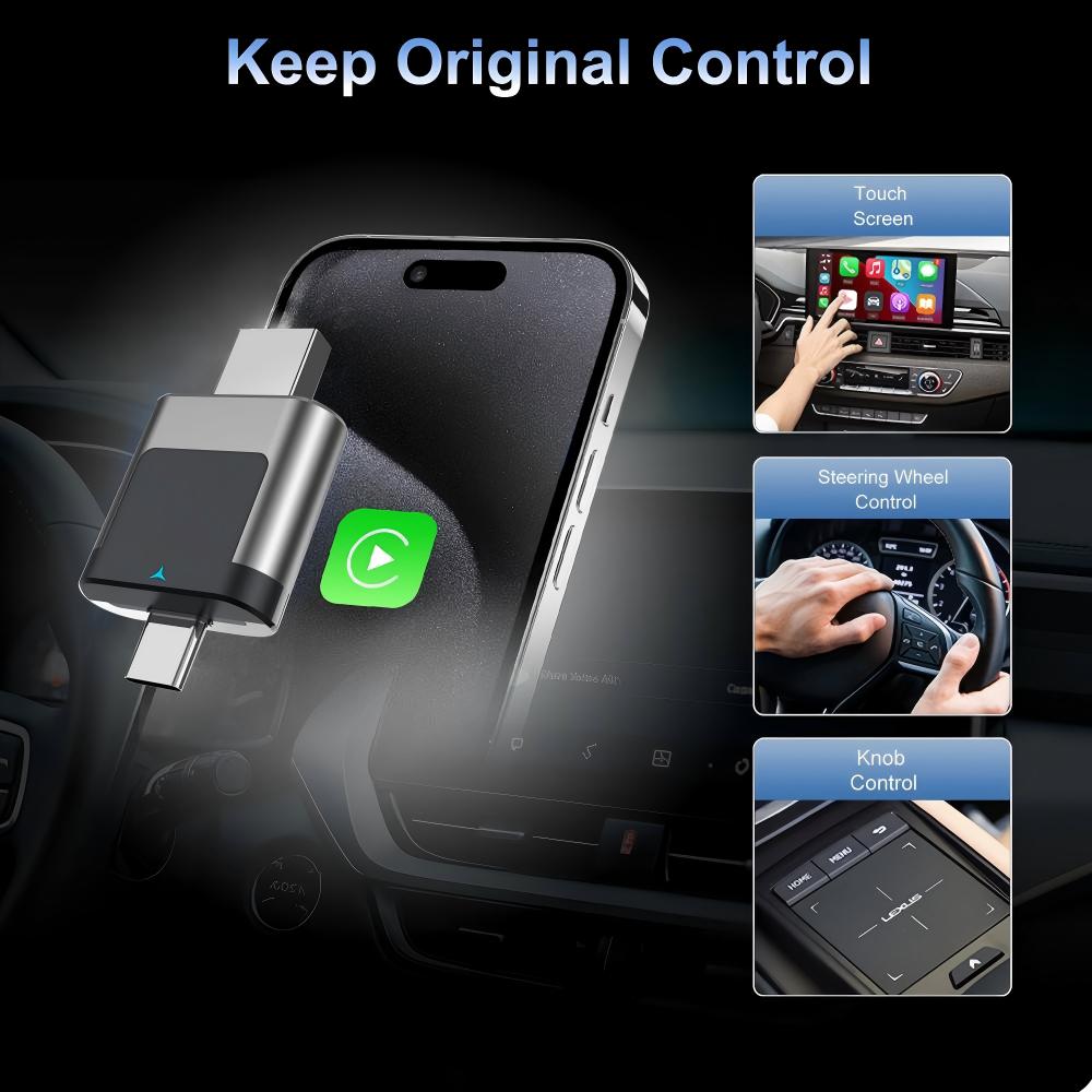 2 in 1 Auto CarPlay Wireless Dongle USB + Type-C Dual Interface Carplay Adapter & Android Auto Wireless Adapter (A022)