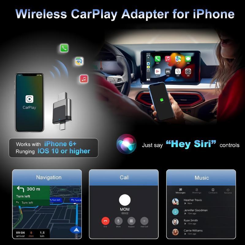 2 in 1 Auto CarPlay Wireless Dongle USB + Type-C Dual Interface Carplay Adapter & Android Auto Wireless Adapter (A022)